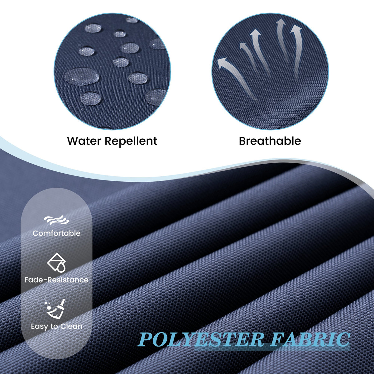 2 Pack Navy Blue Outdoor Chaise Lounge Cushion D428