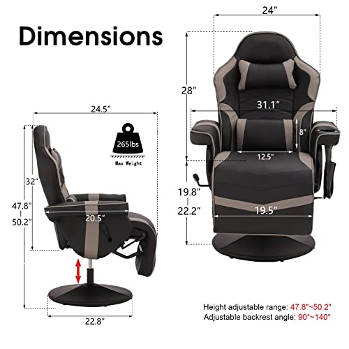 Reclining Gaming Chair with Footrest and Massage W9603