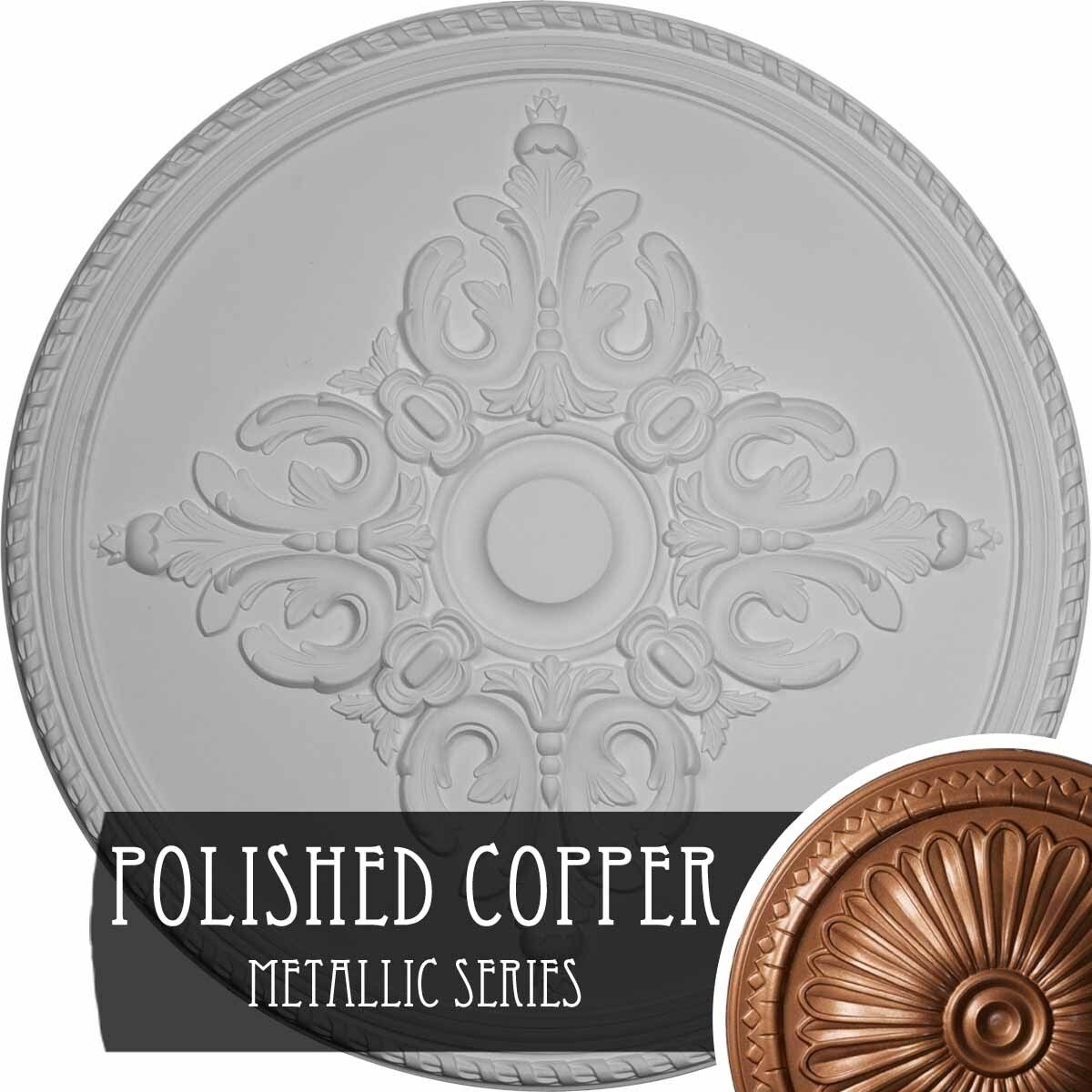 Hand-Painted Polished Copper Ceiling Medallion V650