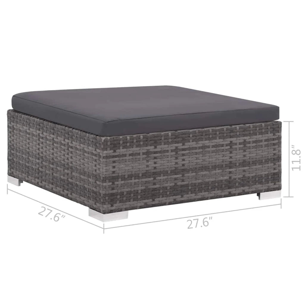 Set of 6 Poly Rattan Patio Sectional Corner Sofa with 2 Ottoman and Soft Cushions Gray T4640