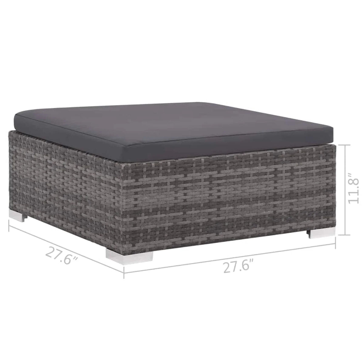 Set of 6 Poly Rattan Patio Sectional Corner Sofa with 2 Ottoman and Soft Cushions Gray T4640