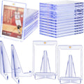 20 Pieces Magnetic Card Holders with 10 Packs Clear Acrylic Stands 35 Pt Clear Trading Cards Cases Protectors A511
