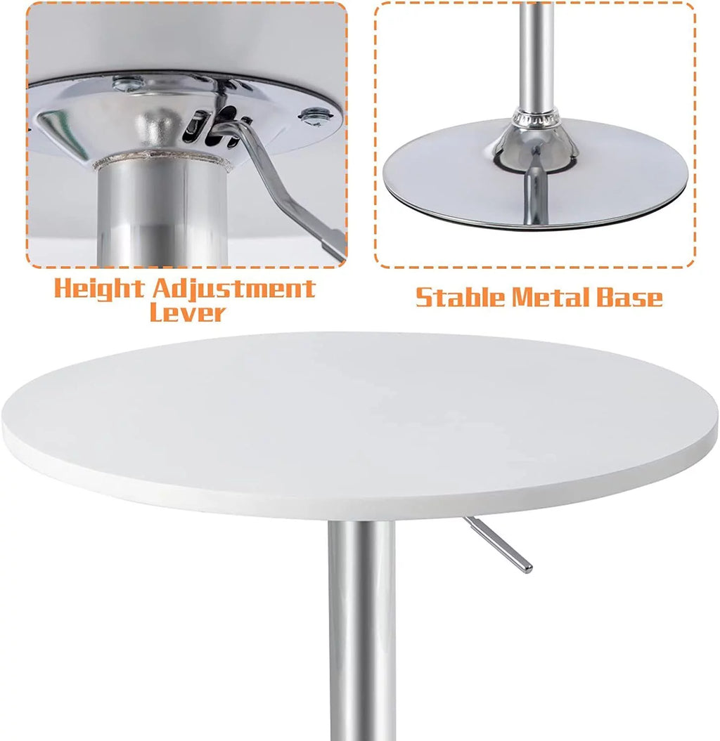 White Adjustable Height Round Bar Table C7364
