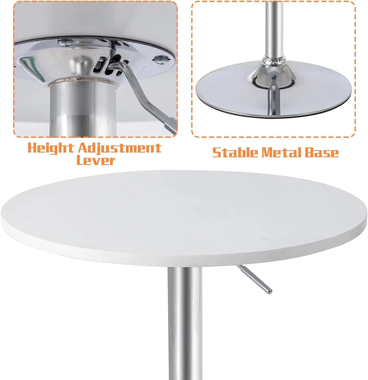 White Adjustable Height Round Bar Table C7364