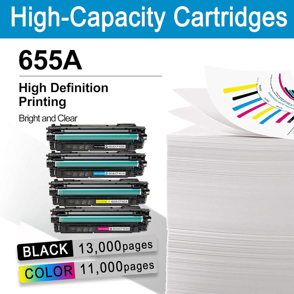 8 Pack Toner Cartridge Replacement for HP Color Enterprise M652n M652dn M653dn M653x M653dh MFP M681dh M681f Flow MFP M681f M681z M682z F630866