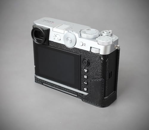 Genuine Italy Leather Camera Half Case Dovetail Plate All Black M462