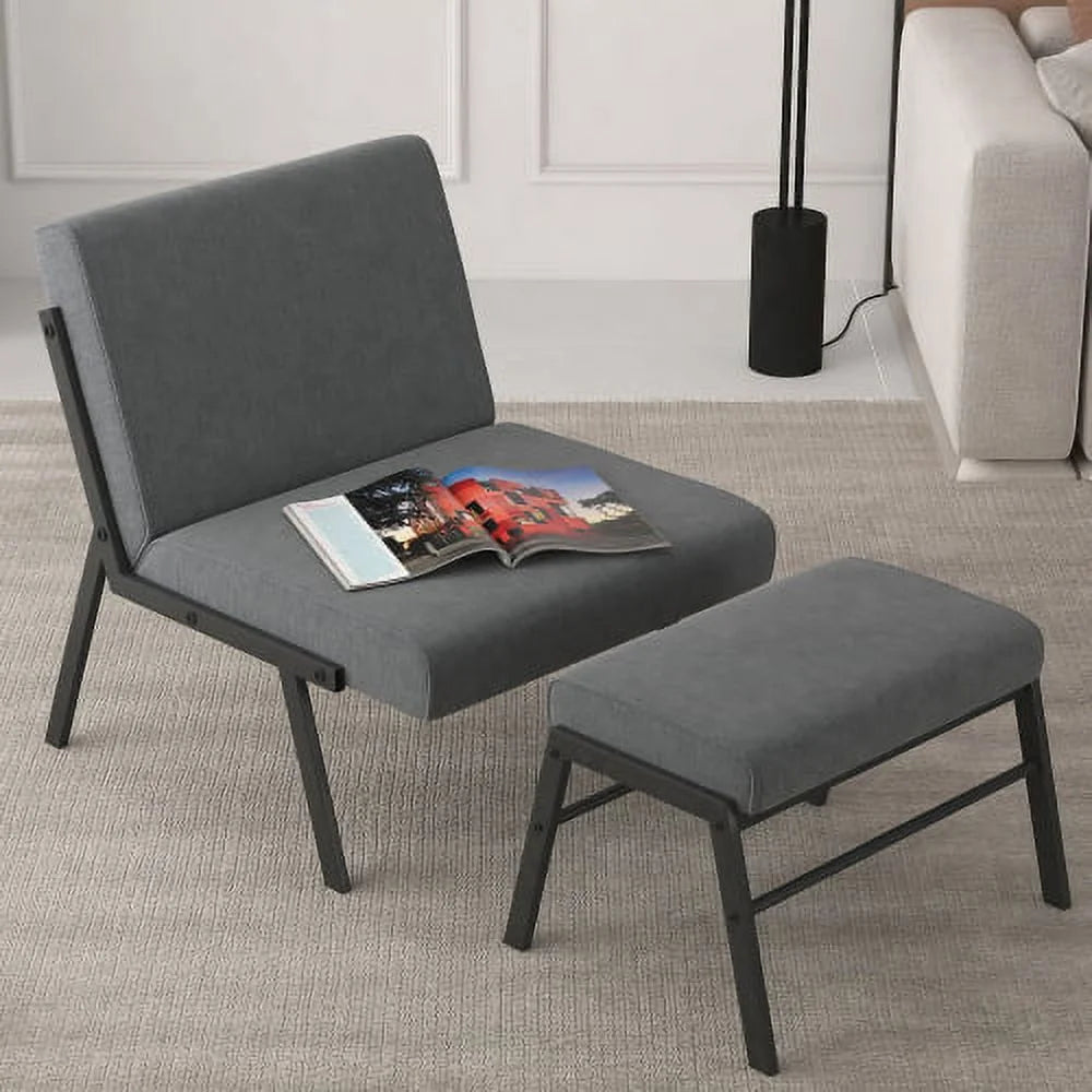 Linen Accent Chair with Ottoman W834