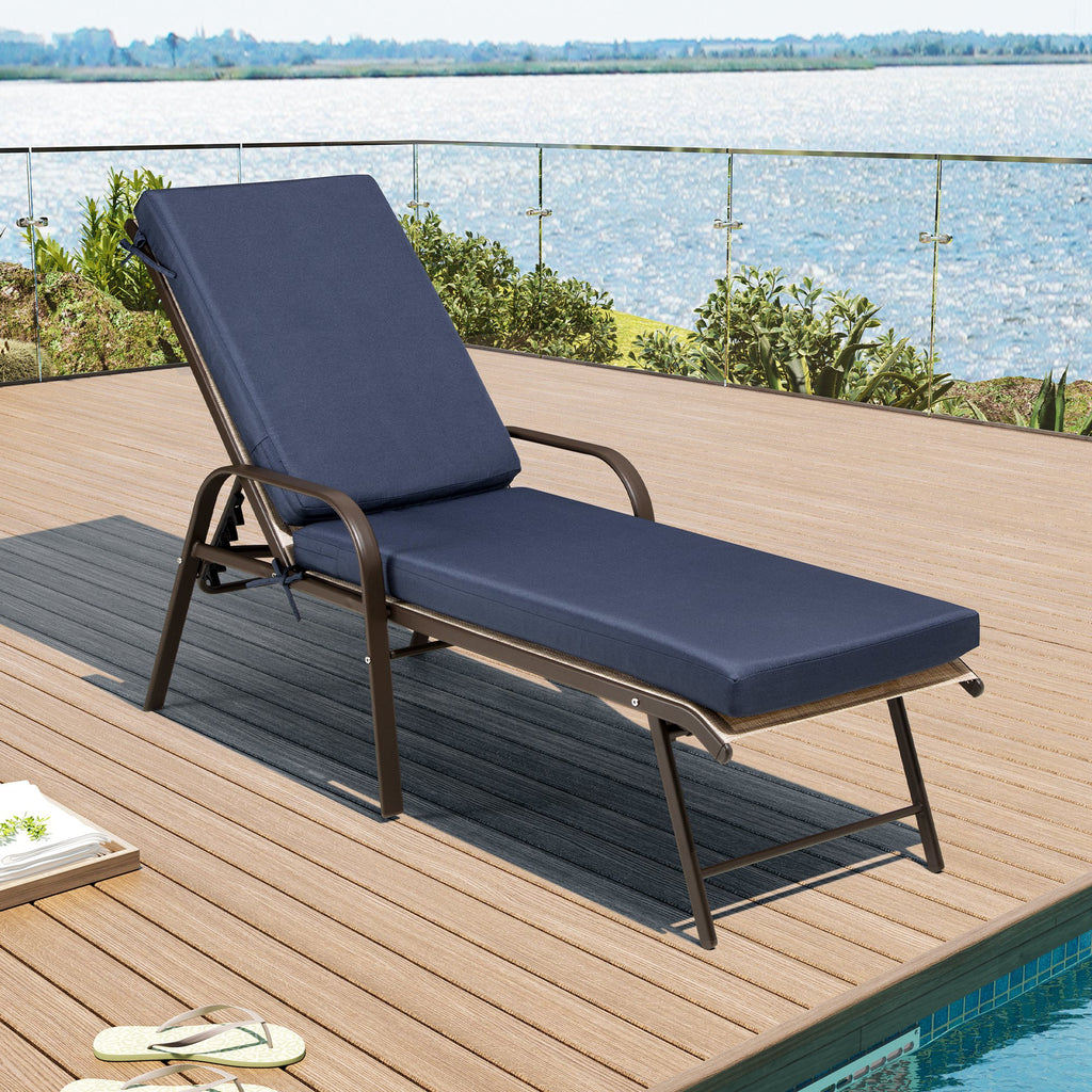 2 Pack Navy Blue Outdoor Chaise Lounge Cushion D428