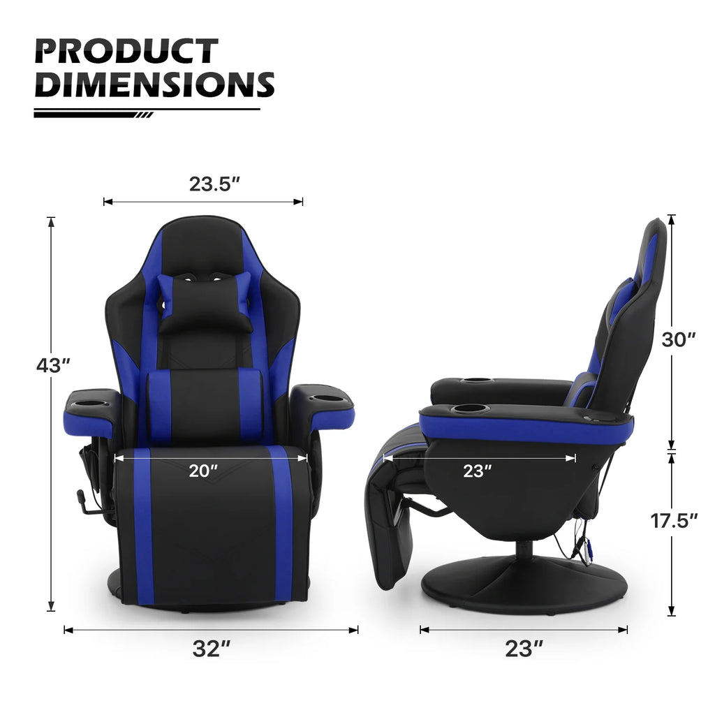 Blue Massage Gaming Recliner Chair with Speaker K232407