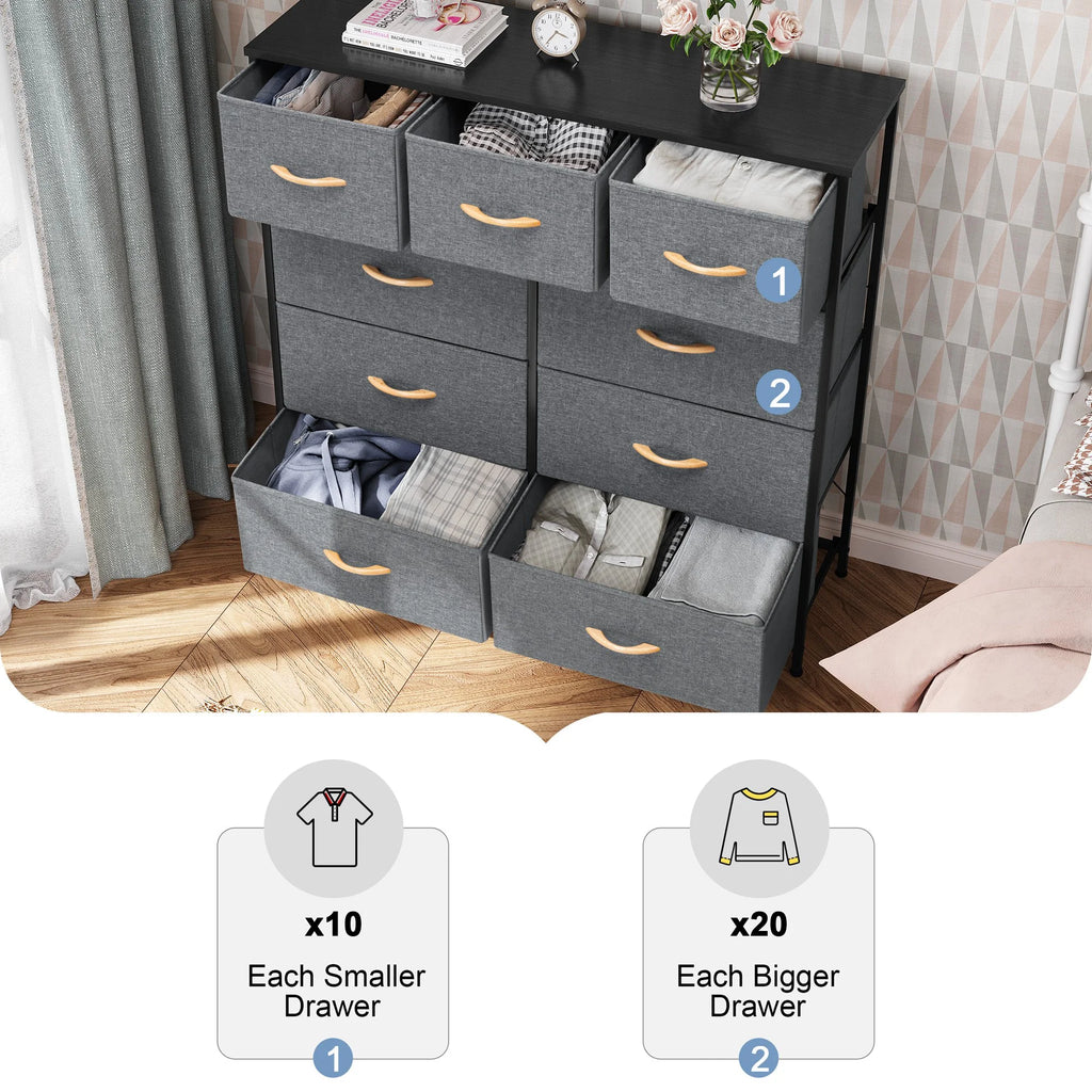Gray 9 Drawer Dresser Storage Tower E9094