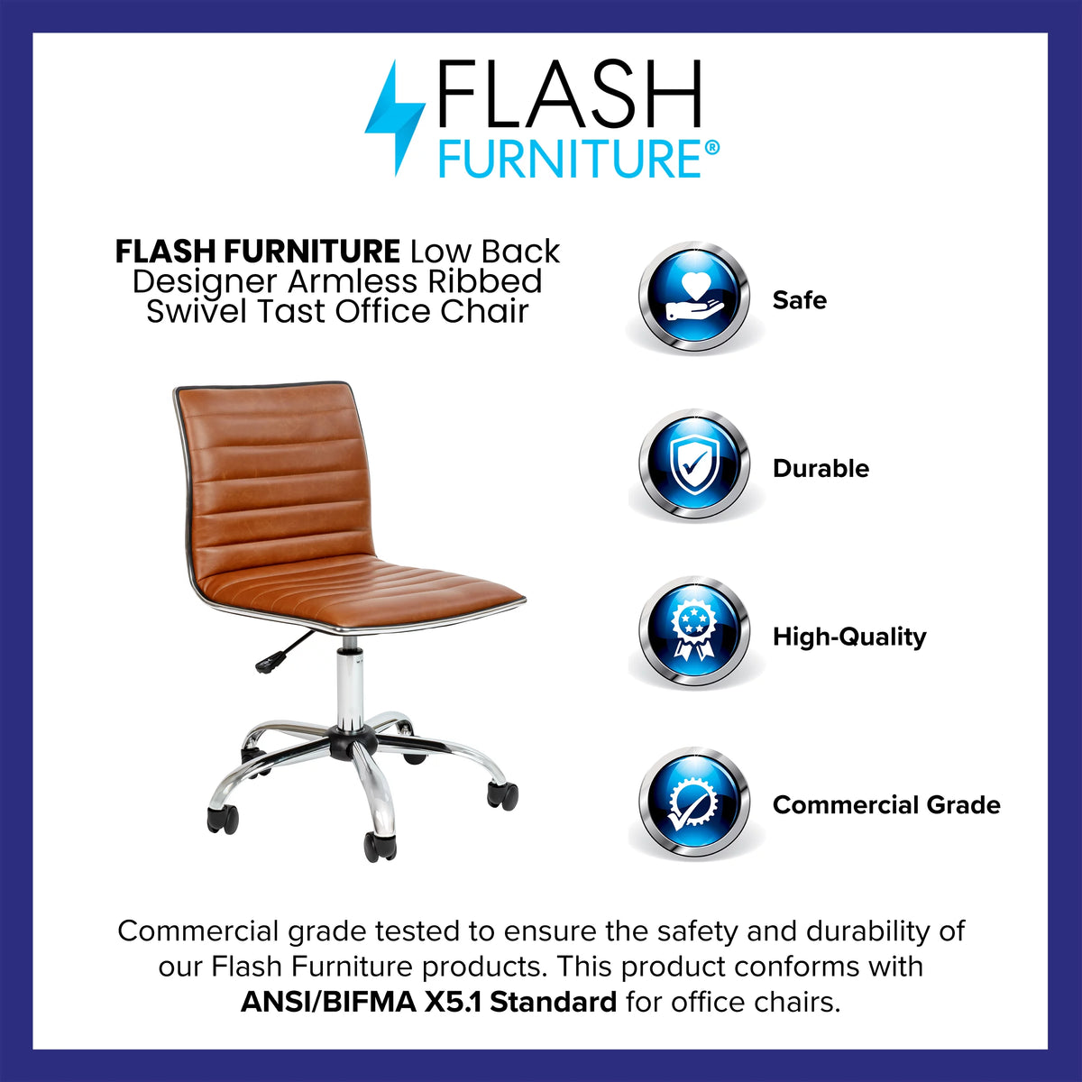 Brown Ribbed Swivel Task Office Chair L695