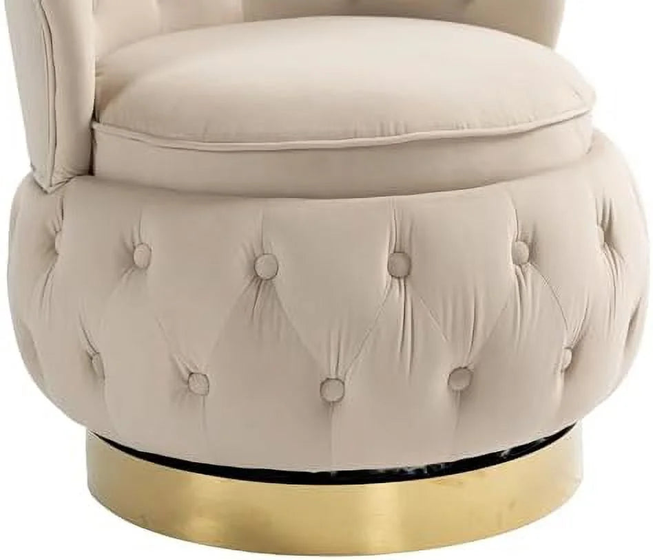 Velvet Upholstered Swivel Barrel Chair T609