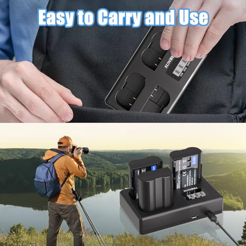 3 Pack EN-EL15C Batteries and Three-Slot Charger Set 2280mAh M726266