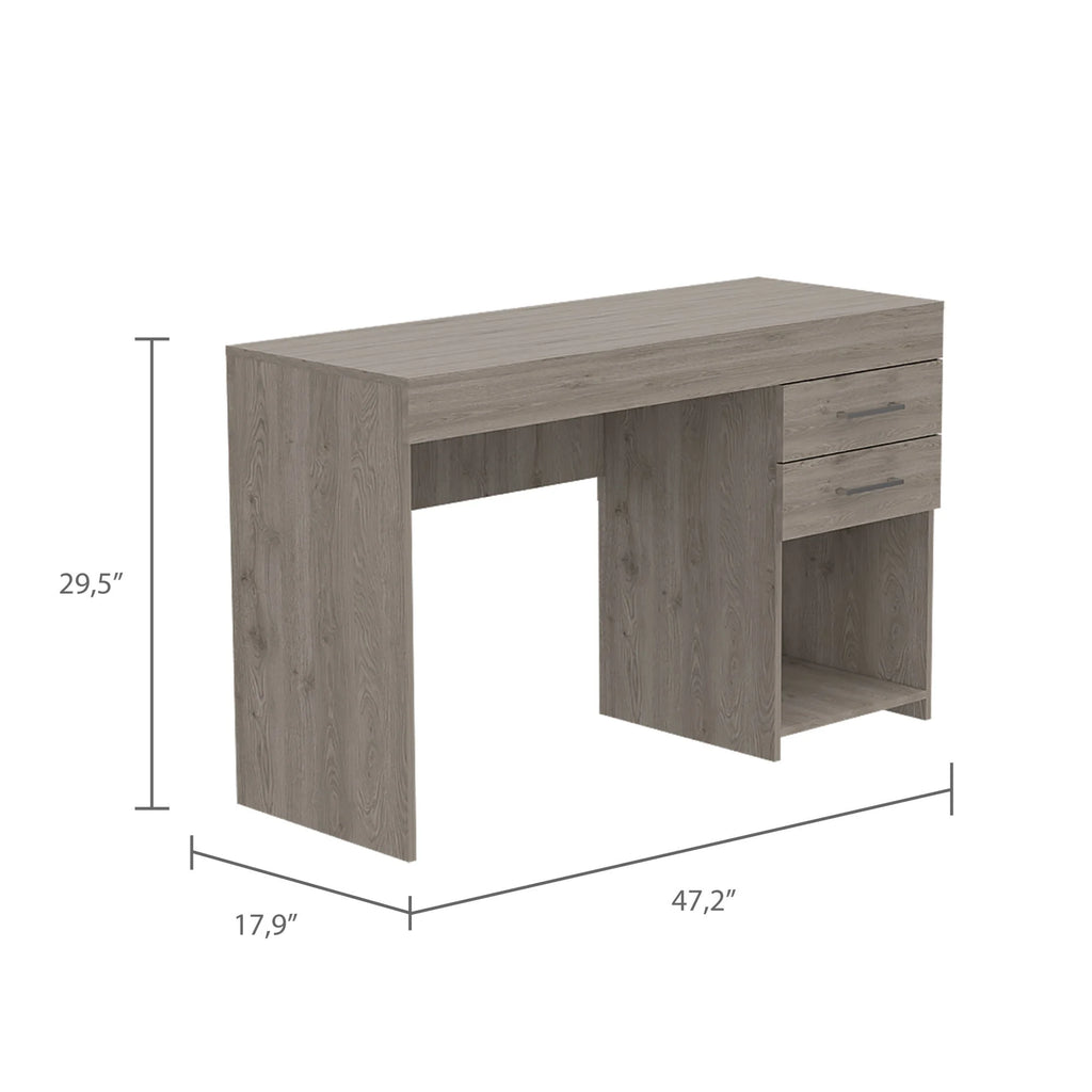 Light Gray Two Drawer Computer Desk with Lower Shelf S482