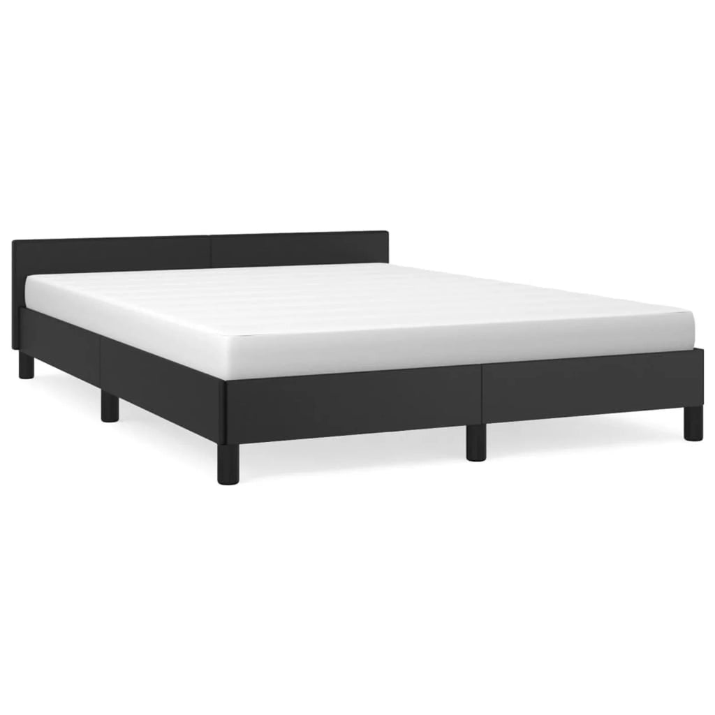 Black Queen Faux Leather Bed Frame with Headboard K269474