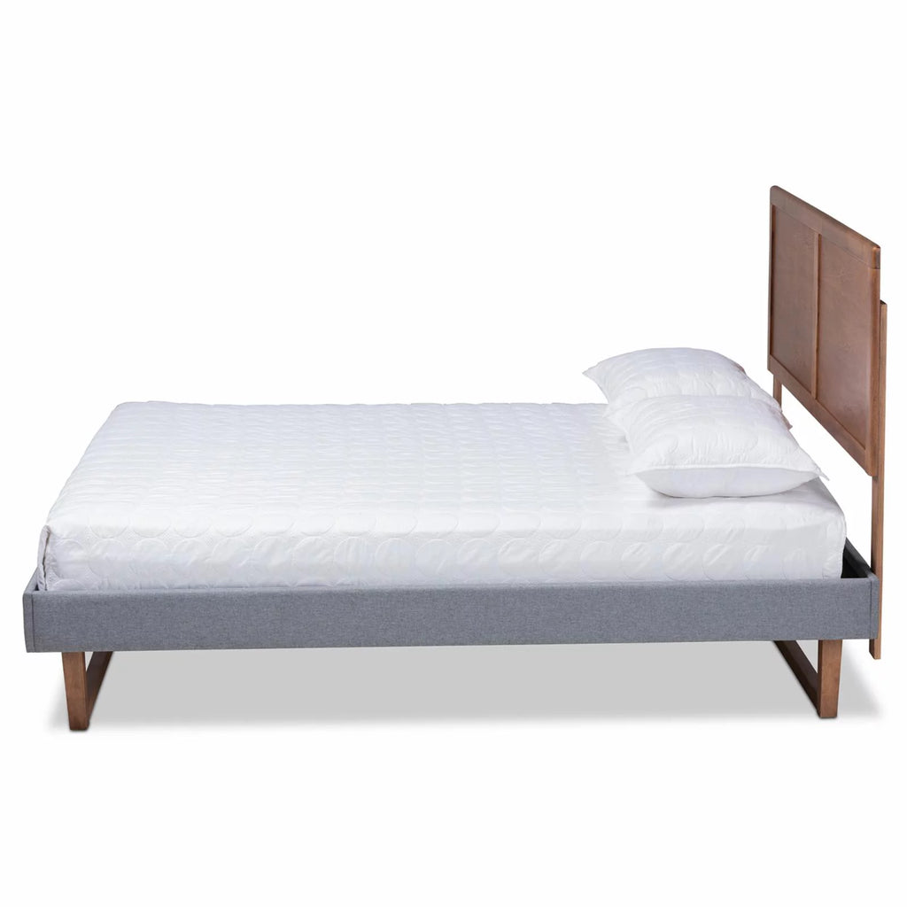 King Size Dark Gray Upholstered Wood Platform Bed I167