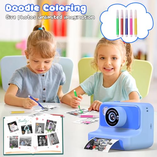 Blue Instant Print Kids Camera with 32GB Card P556