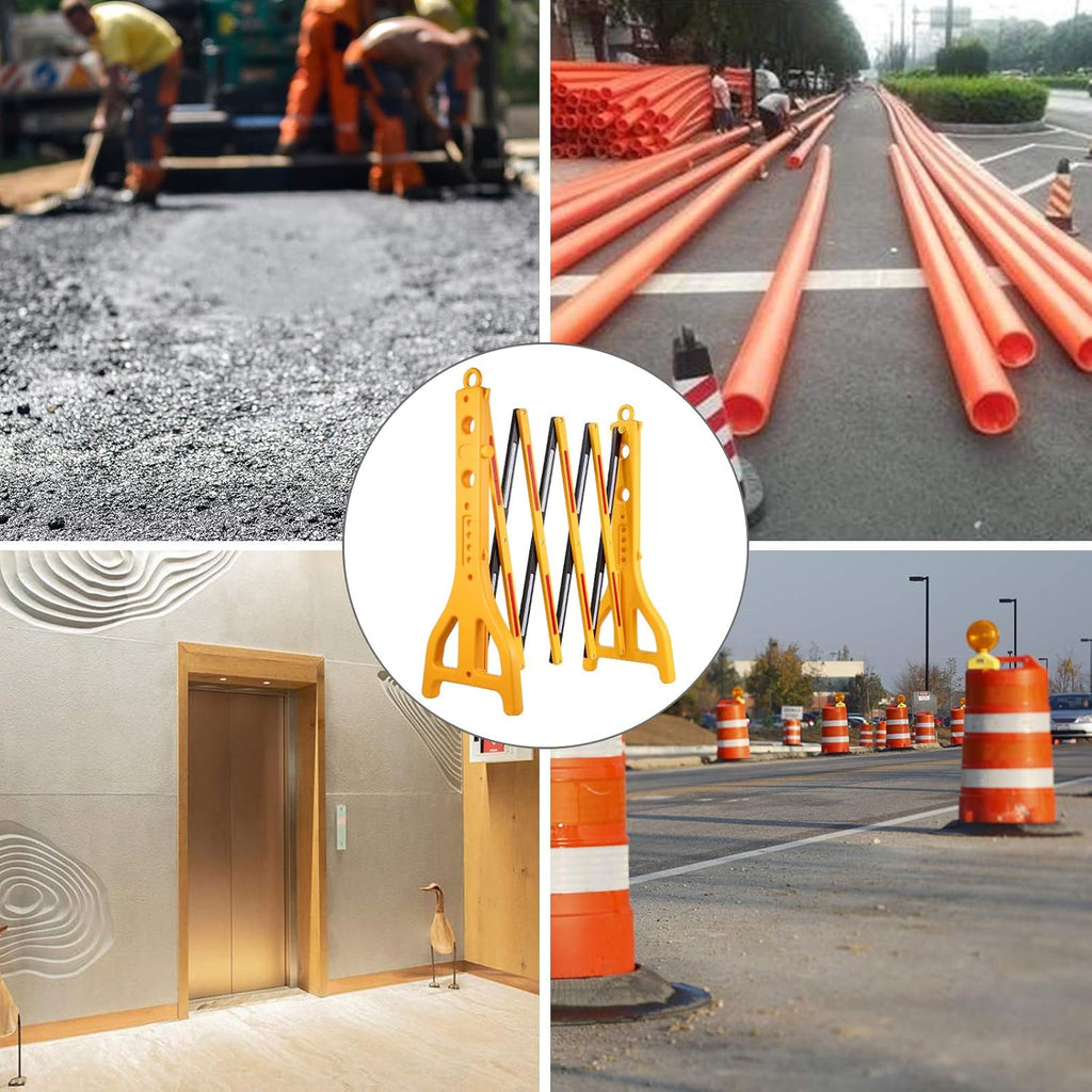 Yellow Plastic Traffic Barricade with Reflectors, 8.3ft Width, 38” Height, Pack of 2 Z14396