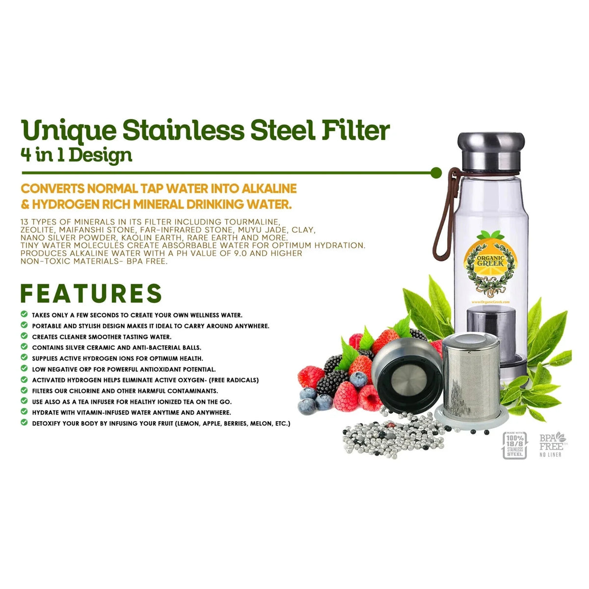 Hydrogen Alkaline Generator Water Filter 4 in 1 H33474