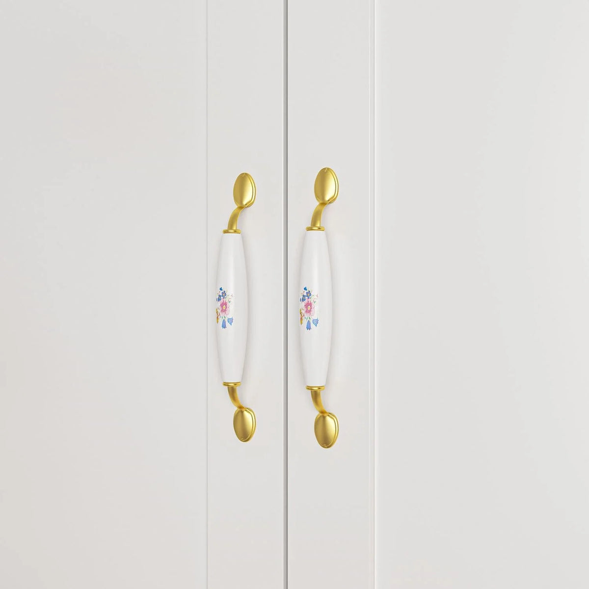 White 3 Door Wardrobe Closet with Shelves X93118
