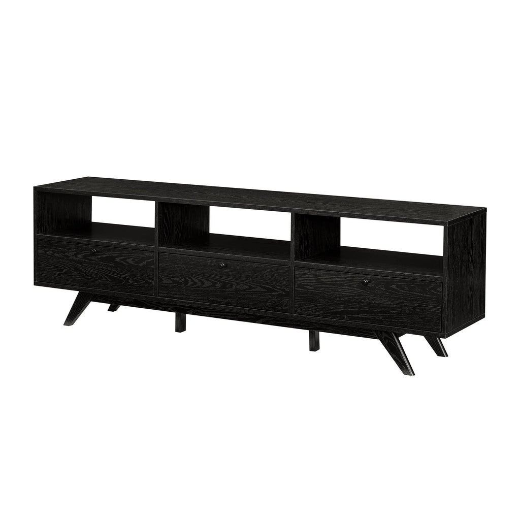 Black Mid-Century Modern Storage TV Stand W128775
