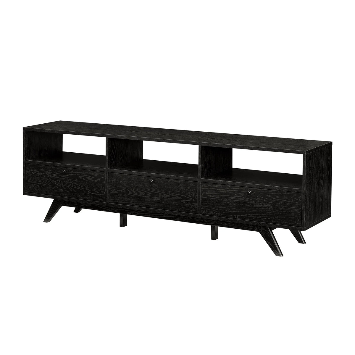 Black Mid-Century Modern Storage TV Stand W128775