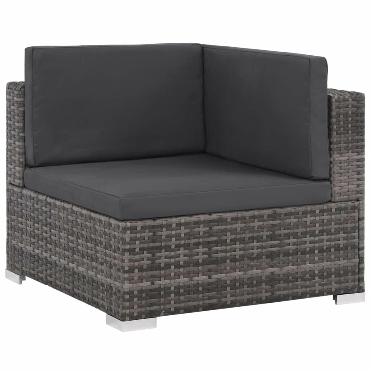 Set of 6 Poly Rattan Patio Sectional Corner Sofa with 2 Ottoman and Soft Cushions Gray T4640