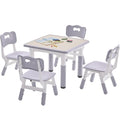 Height-Adjustable Kids Table and 2 Chairs Set with Graffiti Desktop O56270