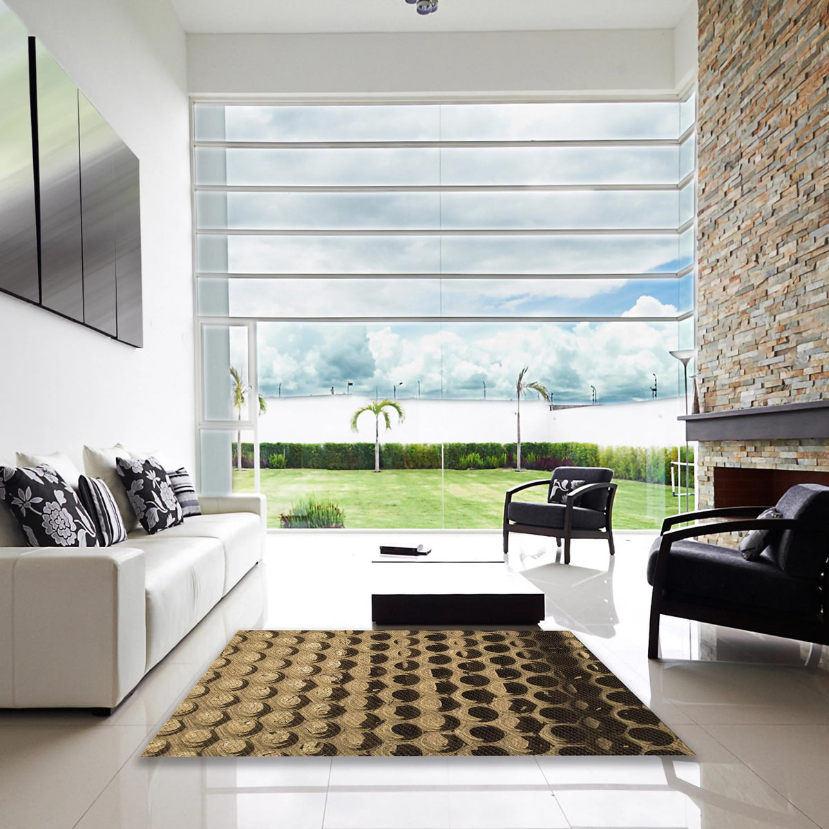 Machine Washable Rectangle Caramel Brown Area Rugs, 8' x 12' R128547