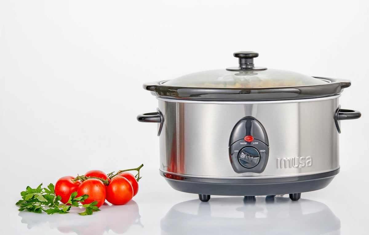 5 Quart Stainless Steel Slow Cooker with Glass Lid and Detachable Base H534225