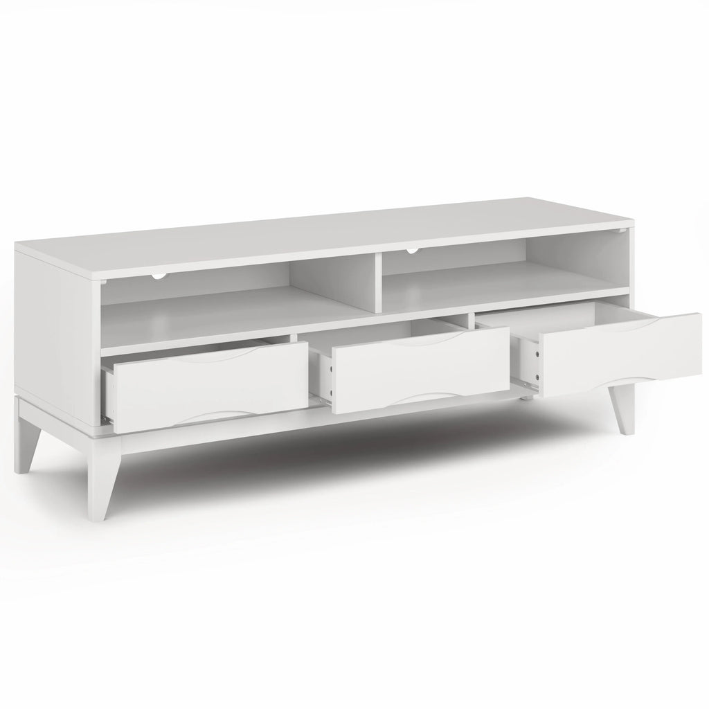 White 60 inch Wide Solid Hardwood TV Media Stand G2466