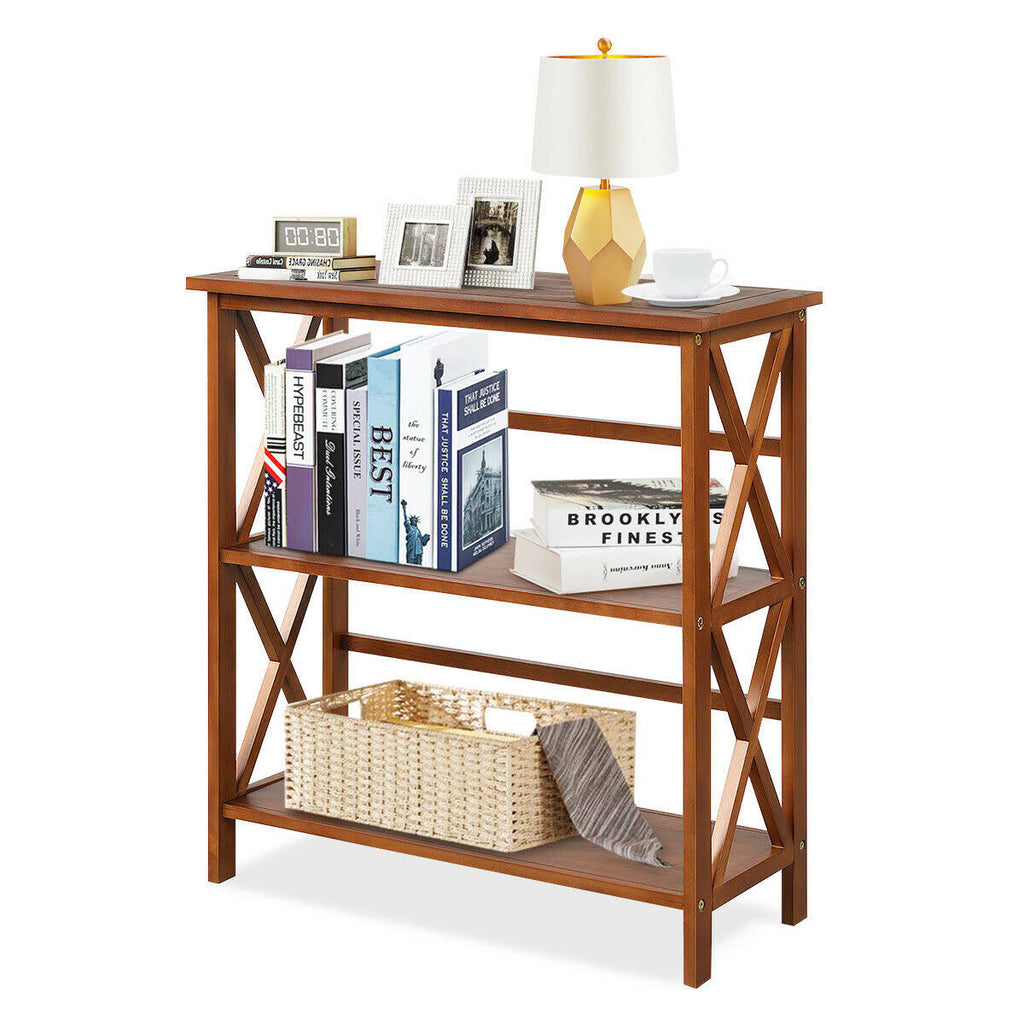 3-Tier Wooden Open Shelf Bookcase Natural E8830