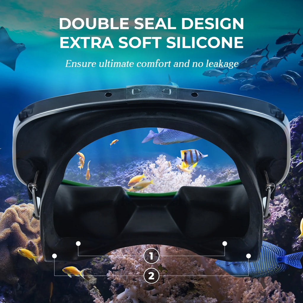 Tempered Glass Adjustable Silicone Snorkel Mask D92359