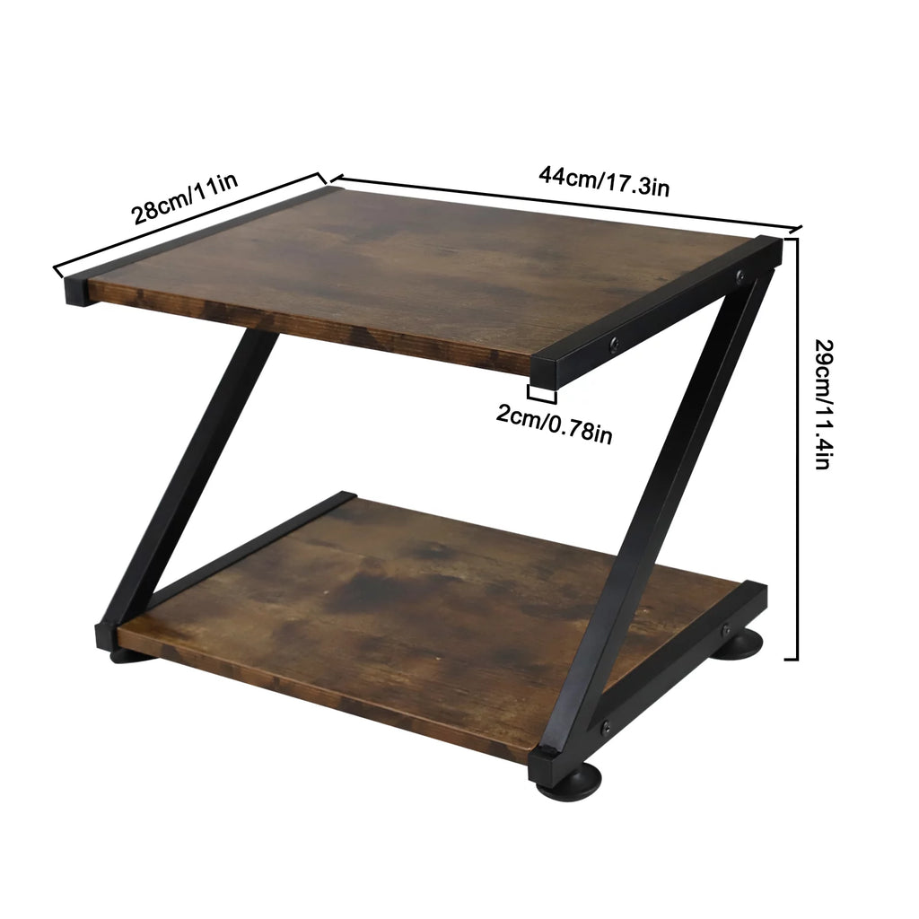 Black Brown 2-Tier Printer Stand with Wheels Y7176