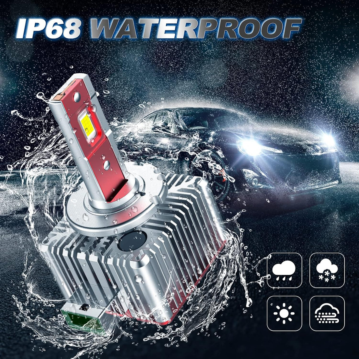 D3S LED Headlight Bulbs 100W 6000K Super White 12000LM Pack of 2 K5693