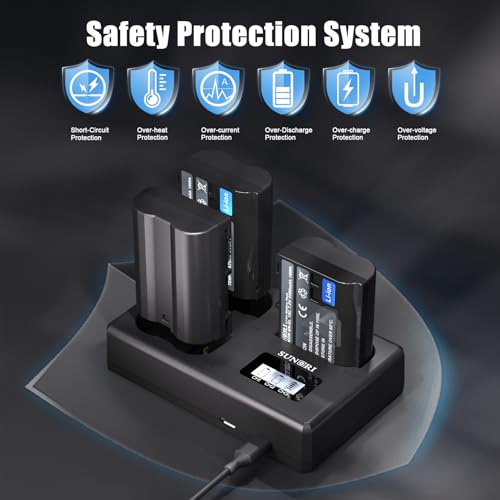 3 Pack EN-EL15C Batteries and Three-Slot Charger Set 2280mAh M726266