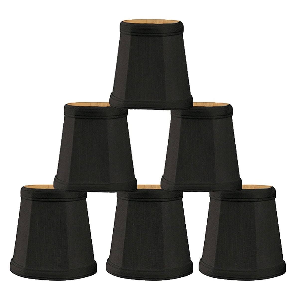 3.5 Silk Bell Candelabra Shade Set of 6 Black Gold P7190