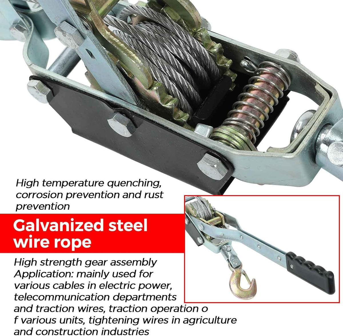 4 Ton Heavy Duty Steel Cable Ratchet Come Along Puller Tool, Pack of 2 I572