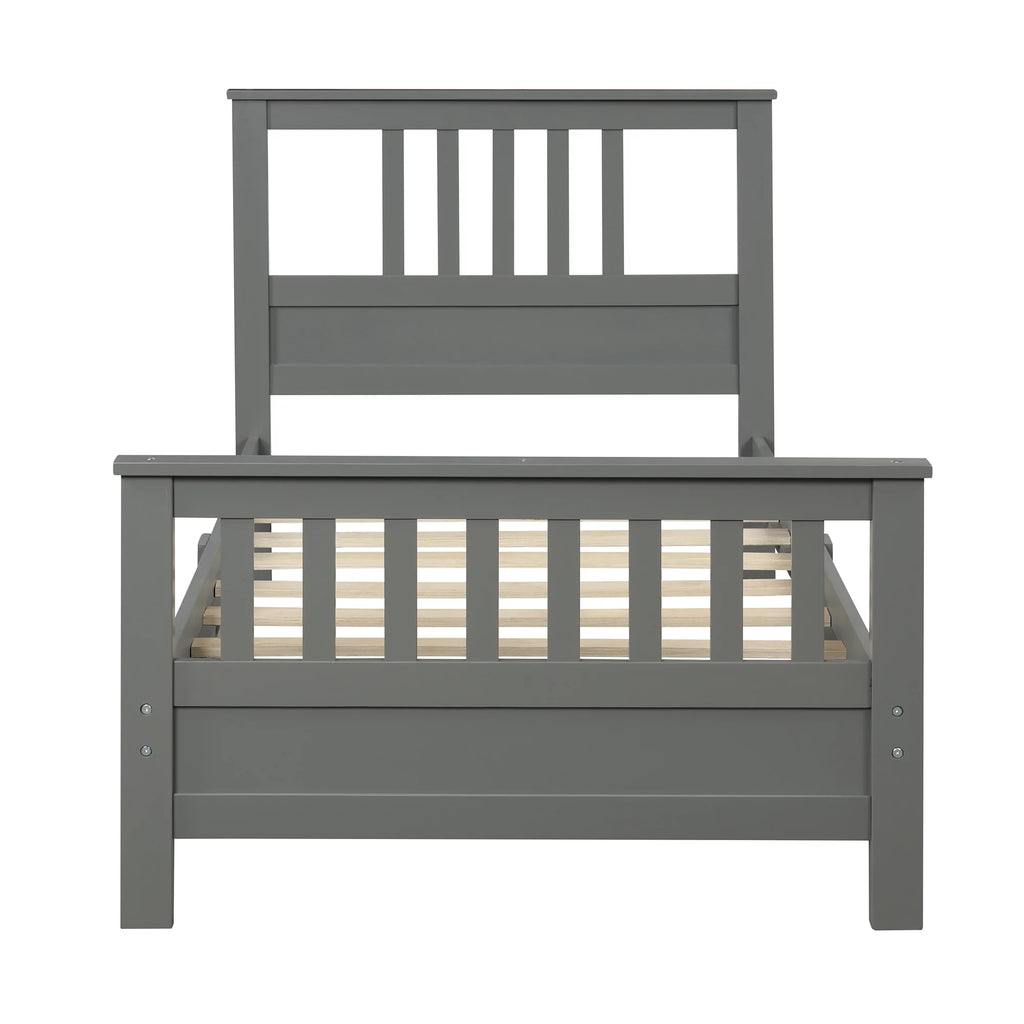 Wood Twin Size Platform Bed Frame with Headboard and Footboard M421955