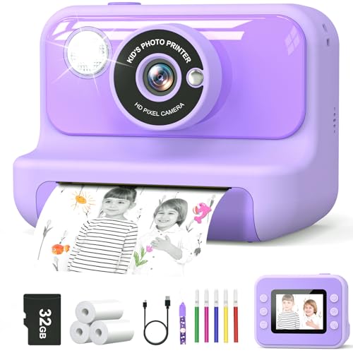 Blue Instant Print Kids Camera with 32GB Card P556