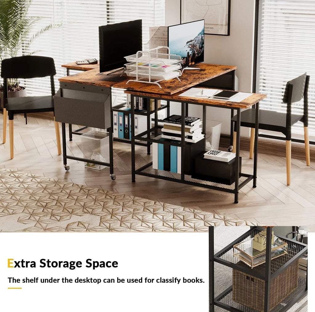L-Shaped Corner Computer Desk 67 Inch with Shelves Y5595