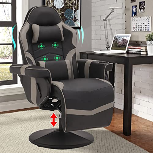 Reclining Gaming Chair with Footrest and Massage W9603