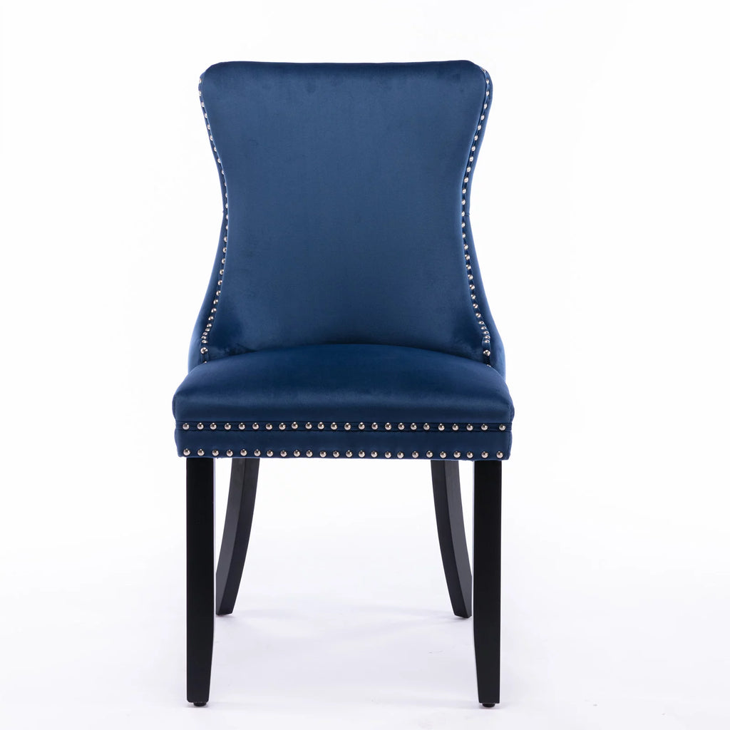 Velvet Wing Back Dining Chairs Set of 2 Blue E938408