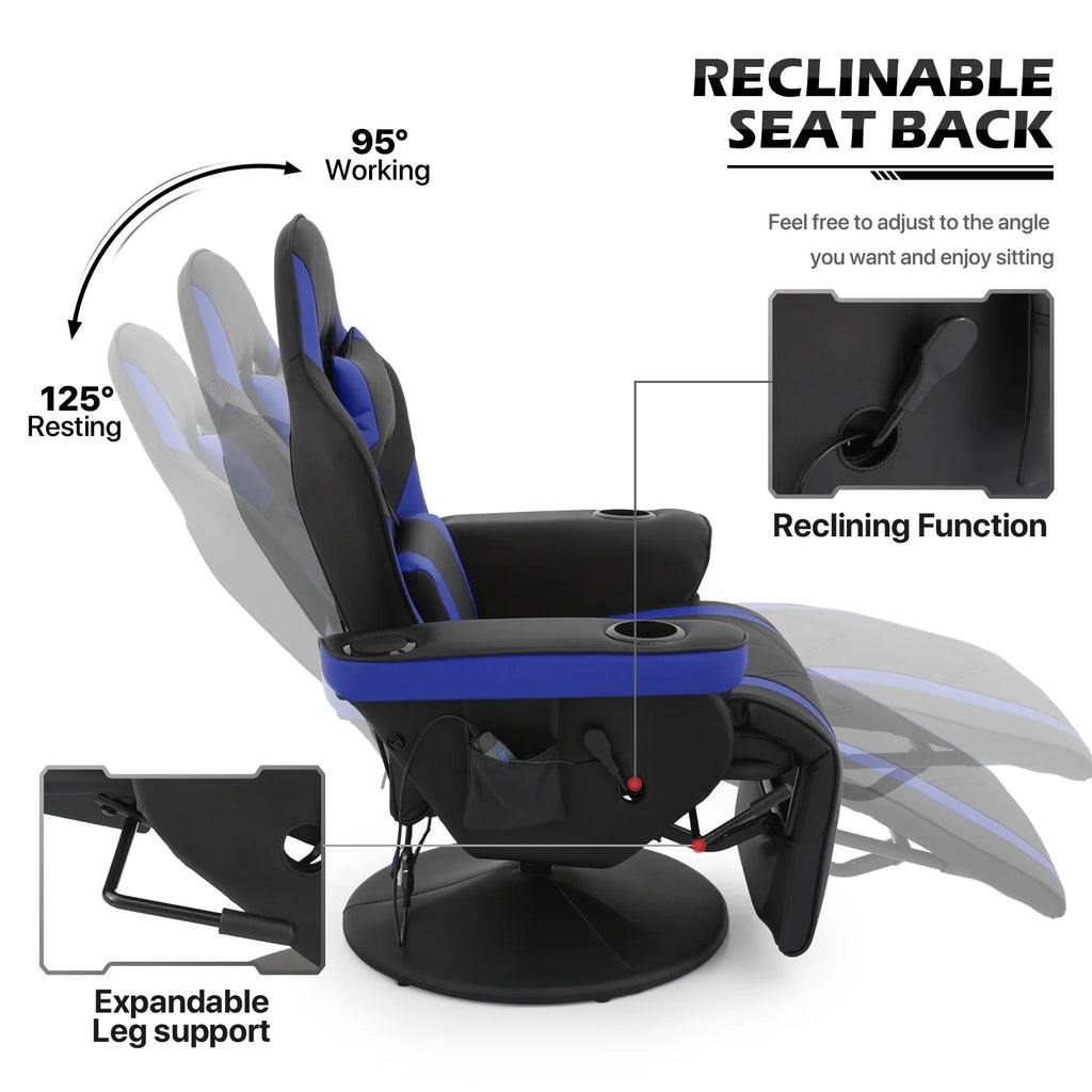 Blue Massage Gaming Recliner Chair with Speaker K232407