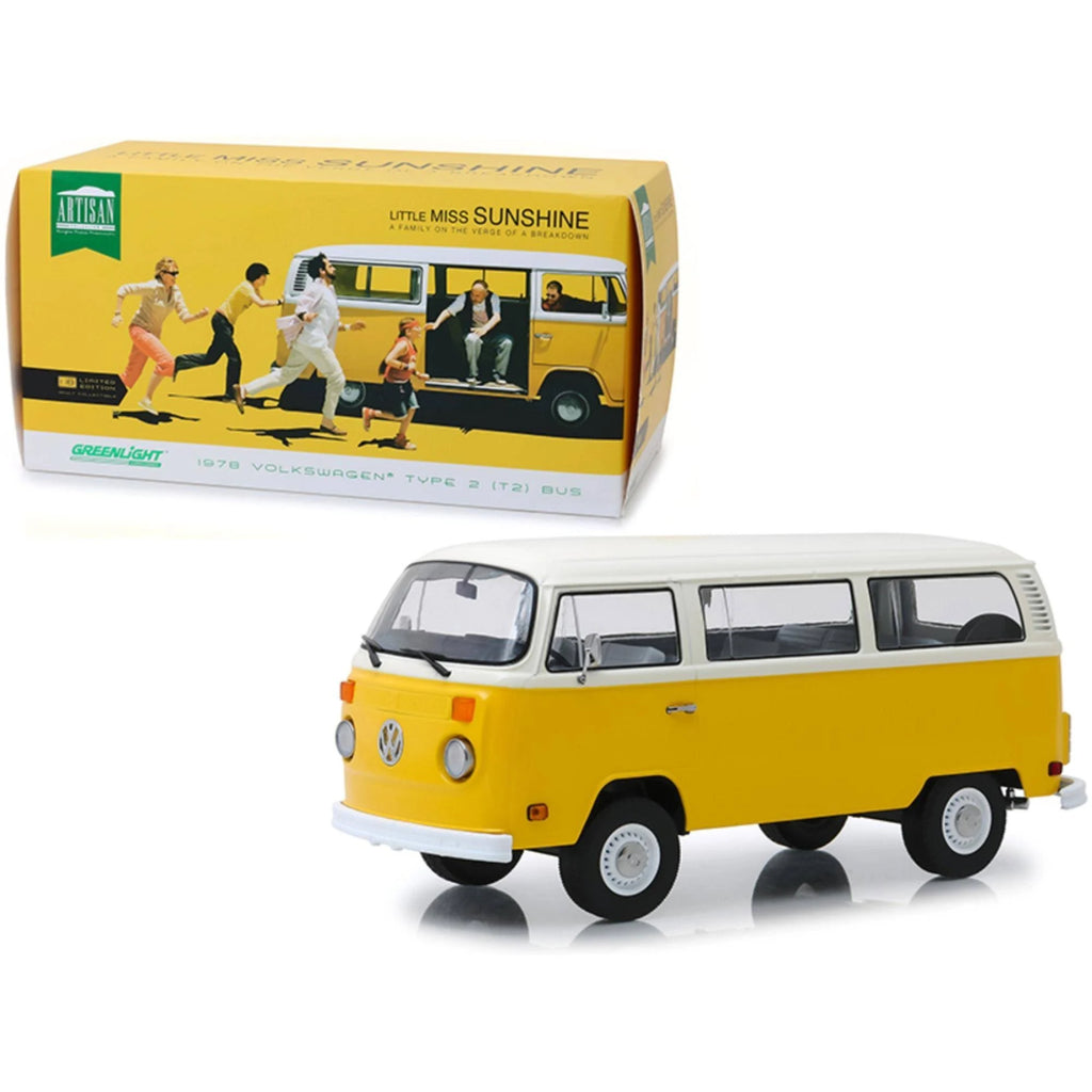 1978 Volkswagen Type 2 Bus Yellow with White Top 1/18 Diecast Model S441