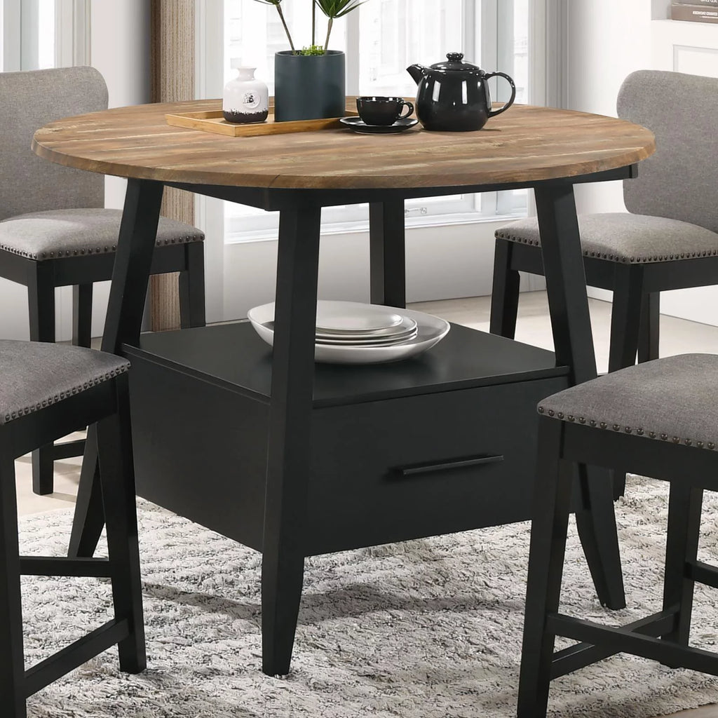 Round Counter Height Table Yukon Oak and Black X76737