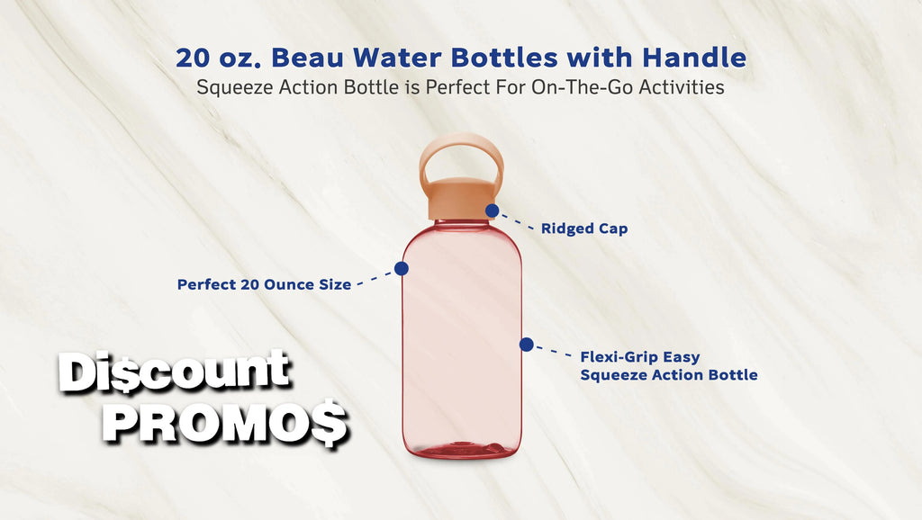 10 Pc Light Pink Plastic Water Bottles with Handle K3083