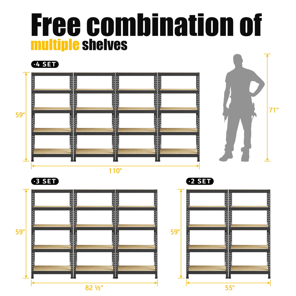 5 Tier Adjustable Metal Storage Shelves, 3 Pack P44977