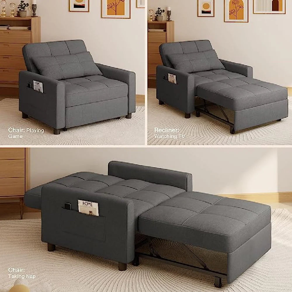 Light Gray Convertible Sofa Bed S7557