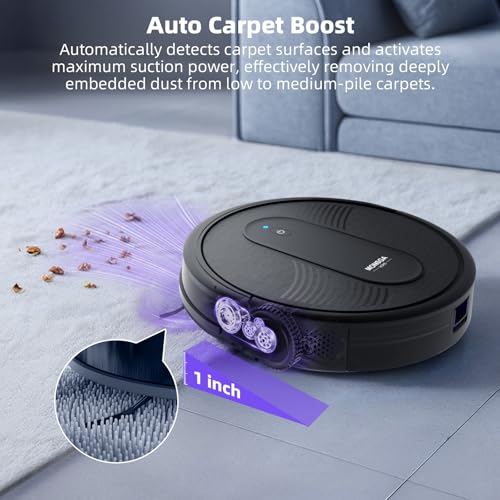 Robot Vacuum Cleaner, 3000Pa Suction, 3.2" Super-Slim, 140Min Runtime Z857686